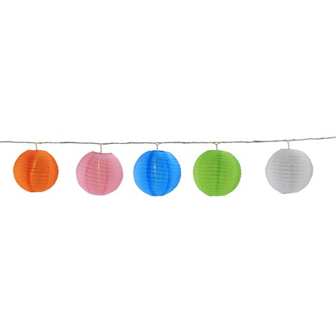 Northlight 10-count Colorful Summer Paper Lantern Lights, Clear Bulbs ...
