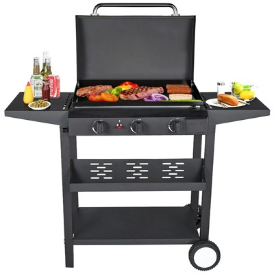SUGIFT 3-Burner 30000 BTU Propane Gas Grill with Side Board