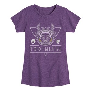 Girls' - How to Train Your Dragon - Toothless Line Art Fitted Short Sleeve Graphic T-Shirt - 1 of 4