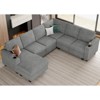 Belffin Chenille 7-Seater U-Shaped Sleeper Sectional - Modular Couch with Pull-Out Bed & All-Module Storage - 3 of 4