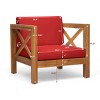 Outdoor Club Chair,Mid-Century Modern Acacia Wood Club Chair With Cushion Seat,Outdoor Furniture,Club Chair For Patio,Garden-Cuddlewood - 4 of 4