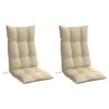 vidaXL Highback Chair Cushions - Beige Oxford Outdoor/Indoor Seat Pads, 47.2"x19.7"x2.8", Set of 2 - 3 of 4