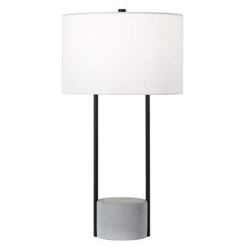 Hampton & Thyme 27.75" Tall Table Lamp with Fabric Shade Blackened Bronze/Concrete/White