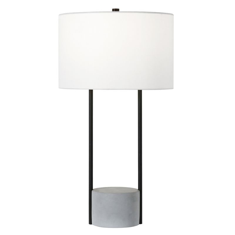 Hampton &#38; Thyme 27.75&#34; Tall Table Lamp with Fabric Shade Blackened Bronze/Concrete/White, 1 of 8