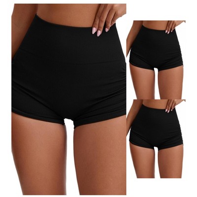 INSPIRE CHIC 3 Packs Women's High Waist Slimming Waist Butt Lifter Control Panties Workout Sport Running Short