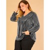 Agnes Orinda Women's Plus Size Glitter Sparkle V Neck Metallic Party Sequin Blouses - 4 of 4
