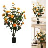 Artificial Camellia Tree, Fake Flower Tree Camellia with Vibrant Flowers Faux Flower Plants Fake Floor Plant in Pot for Home Office Living Room Decor - 2 of 4
