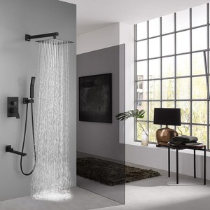 PAGED 10 Inch Square Rain Shower Head Luxury Shower Head with Handheld for Bathroom, Locker Room - 1 of 4