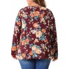 Agnes Orinda Women's Plus Size Fall Long Sleeve Pleated Crew Neck Flowy Floral Casual Blouses - 4 of 4