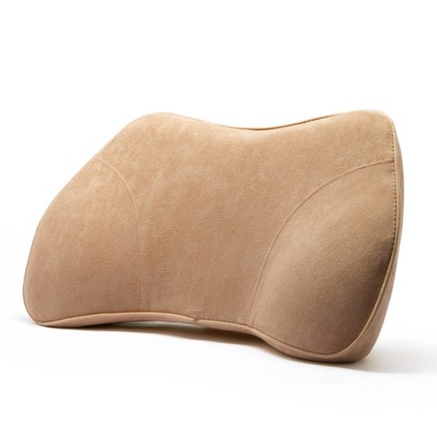 WENNEBIRD Model Q Lumbar Memory Foam Support Pillow to Improve Posture with  Raised Side Butterfly Design, Dual Fabric, and Removable Cover, Beige