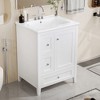 24-Inch Bathroom Vanity with Storage Adjustable Shelf MDF & Rubberwood Removable Dividers Glossy White Finish-Inch - 2 of 4