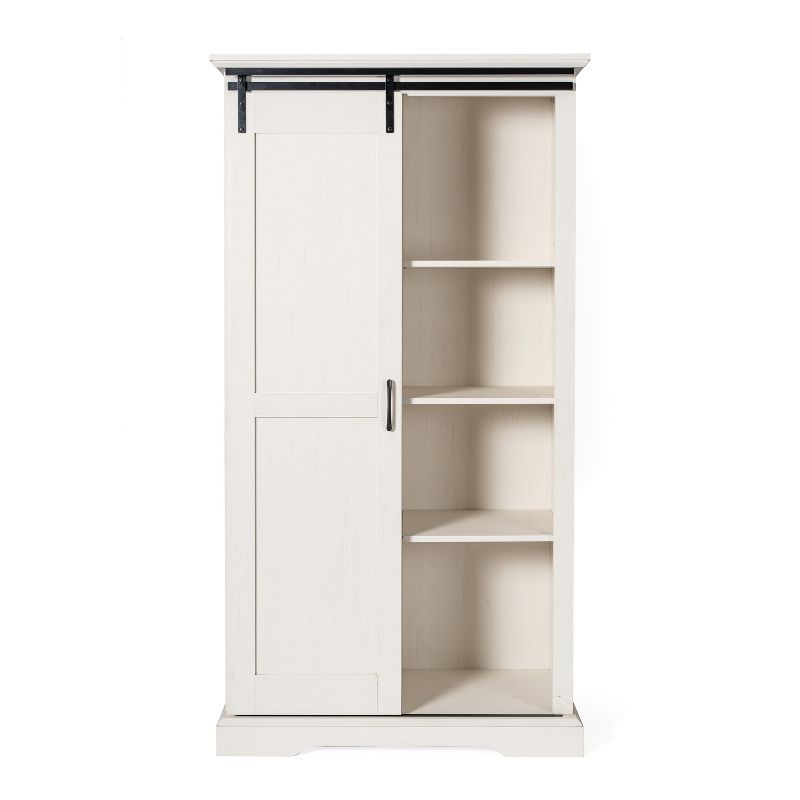 Emma and Oliver Farmhouse Storage Cabinet with Sliding Barn Door, Adjustable Height and Fixed Shelving, 4 of 14