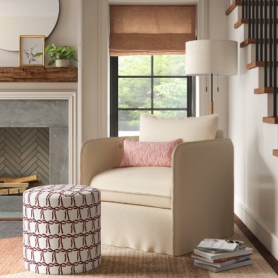 Drum Ottoman in Dainty Bows Berry - Threshold™
