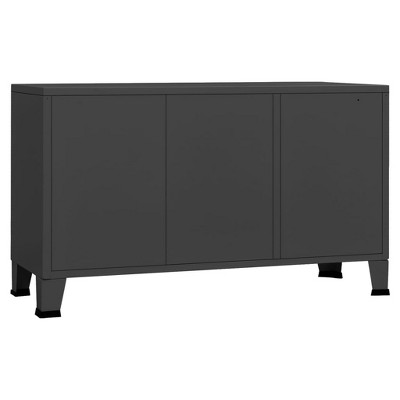 Anthracite Industrial Metal and Glass Sideboard with Air Vents