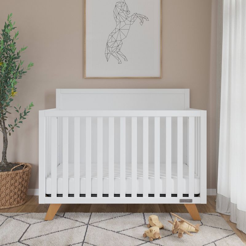 Child Craft SOHO Flat Top 4-in-1 Convertible Crib - White/Natural, 3 of 10