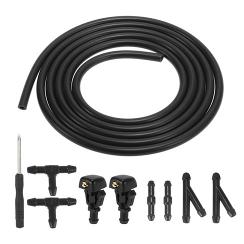 Unique Bargains Windshield Washer Jet Nozzle Hose Tube Kit 1 Meters Washer Fluid Hose and 4 Connectors for Universal Car SUV Pickup Auto Vehicles