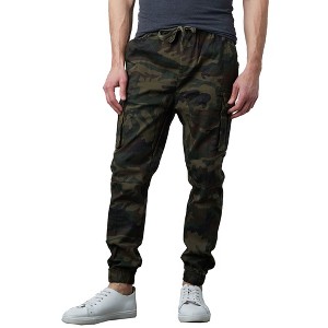 Galaxy By Harvic Men's Slim Fit Cotton Stretch Twill Cargo Joggers - 1 of 3