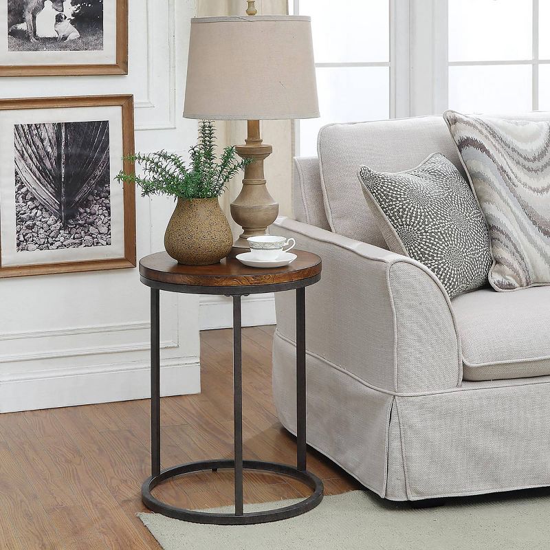 18" Edie Round Thick Top Accent Table Chestnut Brown/Silver - Carolina Chair & Table, 4 of 5
