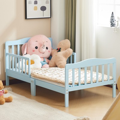 KTMBDW Classic Design Toddler Bed, Low To Floor Design, Two Side Safety rails, Non-Toxic Finishes, Wooden Nursery Furniture