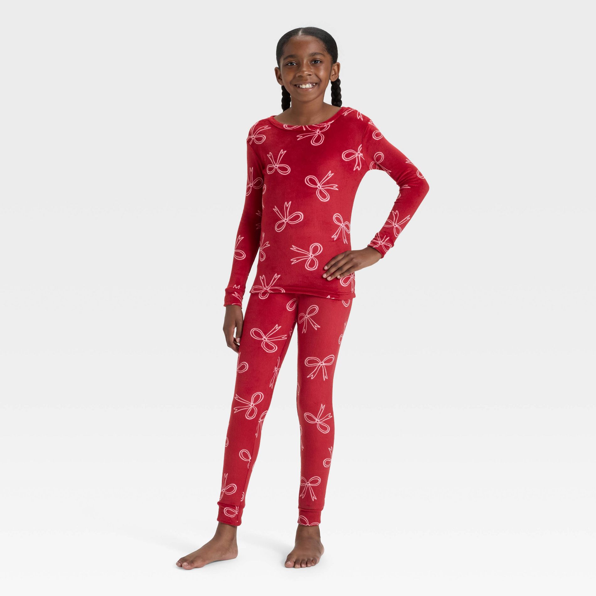 Kids' Long Sleeve Snuggly Soft Pajama Set - Cat & Jack™ Red 6