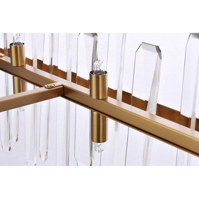 Satin Gold Rectangular Crystal Chandelier with Clear Royal Cut Crystals