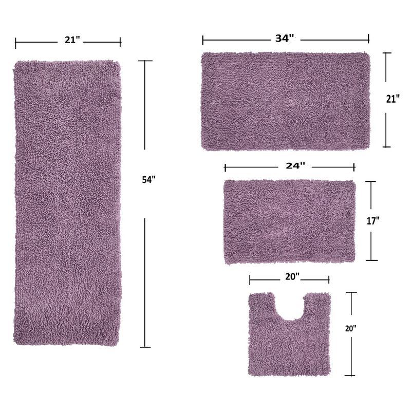 Fantasia Bath Rug Collection Cotton Shaggy Pattern Tufted Set of 4 Bath Rug Set - Home Weavers, 2 of 4