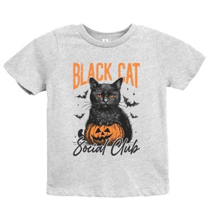 Black Cat Social Club Pumpkin - Youth Short Sleeve Graphic T-Shirt and Toddler Short Sleeve Graphic T-Shirt - 1 of 3