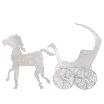 Northlight  57" Pre-Lit White 3D Horse and Carriage Christmas Yard Decor