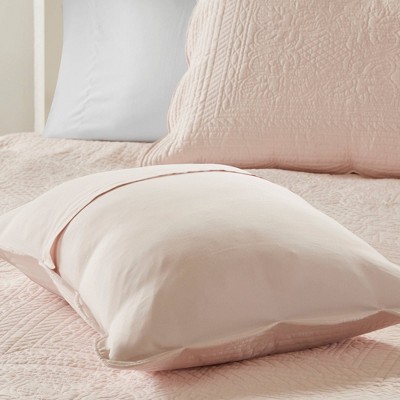 King Pink Reversible Microfiber Quilt Set with Scalloped Edges