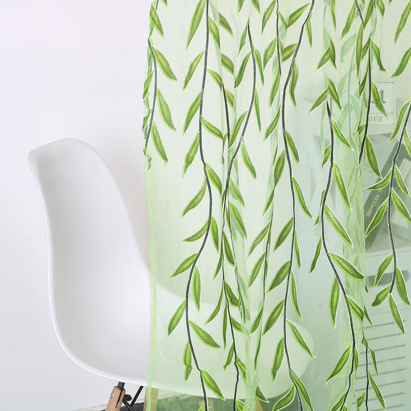 PiccoCasa Leaves Shape Sheer Single Panel for Bedroom Window Curtain, 3 of 8