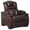 Warnerton Power Recliner with Adjustable Headrest Chocolate: USB Port, Cup Holder - Signature Design by Ashley - 2 of 4
