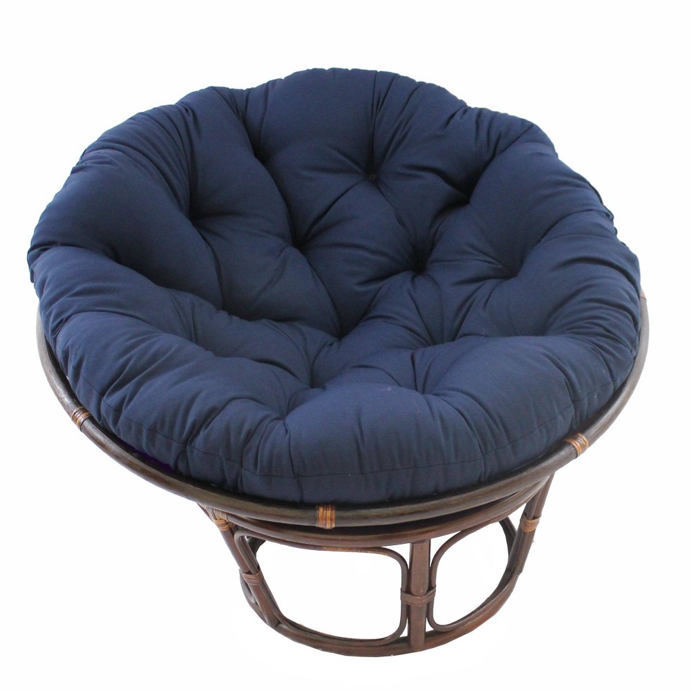 Photos - Chair 42" Rattan Papasan  with Solid Twill Cushion Navy Blue - Internationa