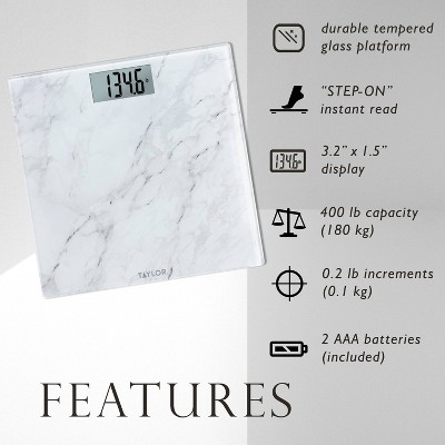 White Marble Design Digital Glass Bathroom Scale