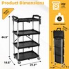 Vynxaria 4 Tier Heavy Duty Folding Utility Cart, Portable Service Cart with Wheels, Black, 23.0¡Á15.0in Shelves - 2 of 4