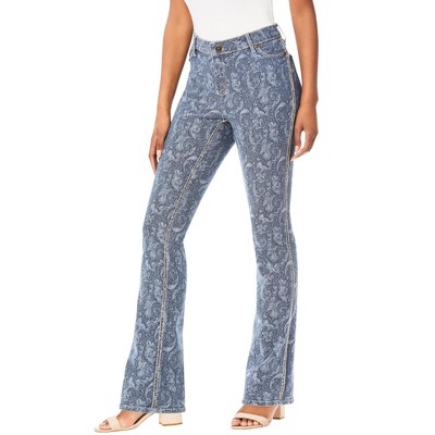 Roaman's Women's Plus Size Reversible Printed Bootcut Jean