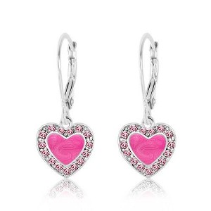 Chanteur Hypoallergenic Kids Jewelry Accessorie Heart CZ White Gold Palladium Plating Earrings leverback is made from 925 Sterling silver - 1 of 1
