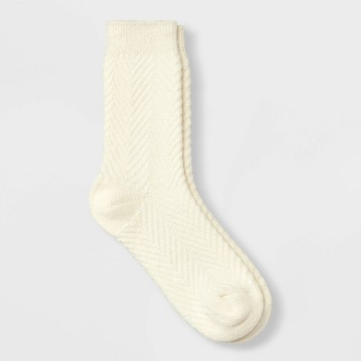 Women's Chevron Textured Supersoft Crew Boot Socks - Universal Thread™ Ivory 4-10