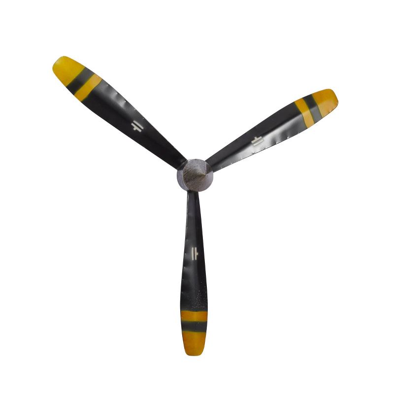 31&#34; x 27&#34; Metal Airplane Propeller 3 Blade Wall Decor with Aviation Detailing Black - Olivia &#38; May, 2 of 8