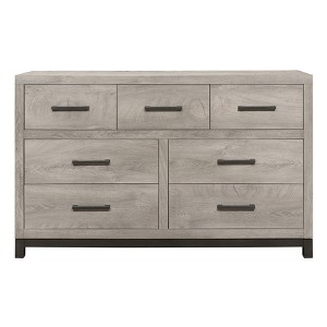 Attractive Gray Finish 1pc Dresser of 7x Drawers Metal Bar Hardware Premium Melamine Board Wooden Bedroom Furniture - 1 of 4