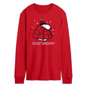 Men's - Peanuts - Cozy Snoopy Long Sleeve Graphic T-Shirt - 1 of 4