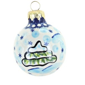 Blue Rose Polish Pottery Vena Small Christmas Ball - 1 of 2