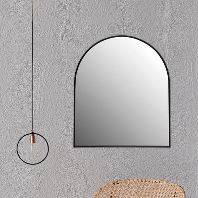 Black Metal Arched Wall Mirror with Sleek Frame