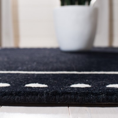 Hand-Tufted Black and Ivory Wool Runner Rug
