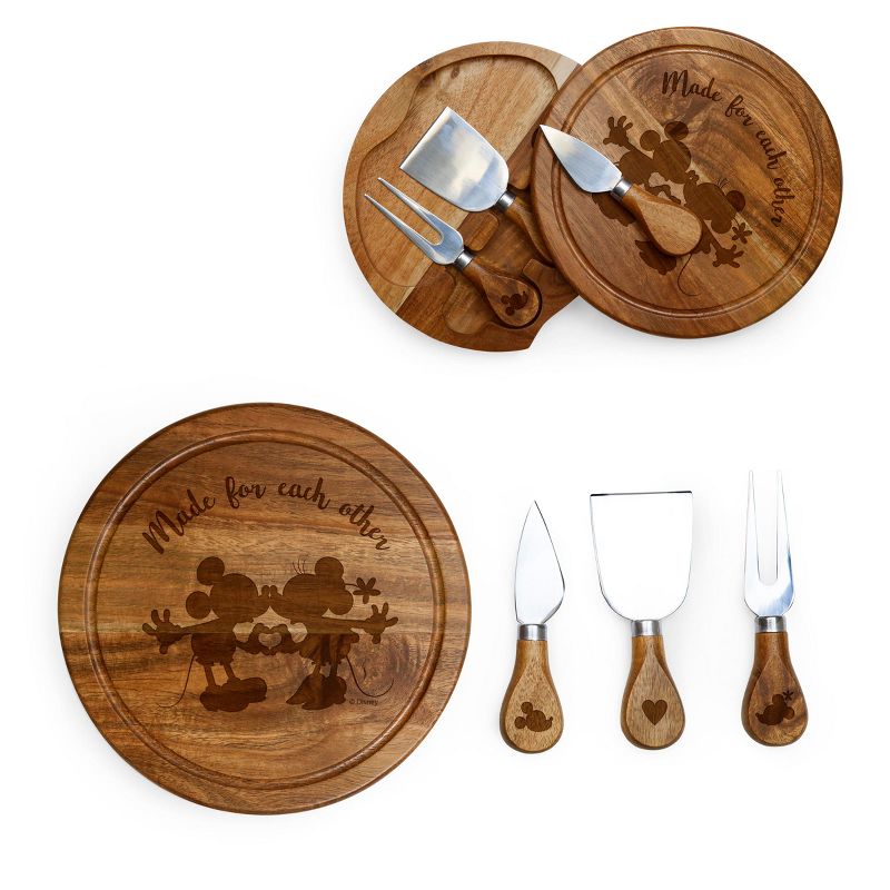 Disney Mickey & Minnie Mouse Acacia Brie Cheese Board with Tool Set by Picnic Time, 1 of 5