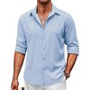 COOFANDY Men's Casual Button Down Shirt Long Sleeve Untucked Chambray Shirt Wrinkle Free Dress Shirts - 3 of 4