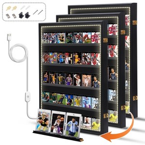 MUKE Lockable LED Graded Sports Card Display Case with 98% UV Protection, Clear Acrylic Wall Mount for Baseball, Football & Trading Cards - 1 of 4