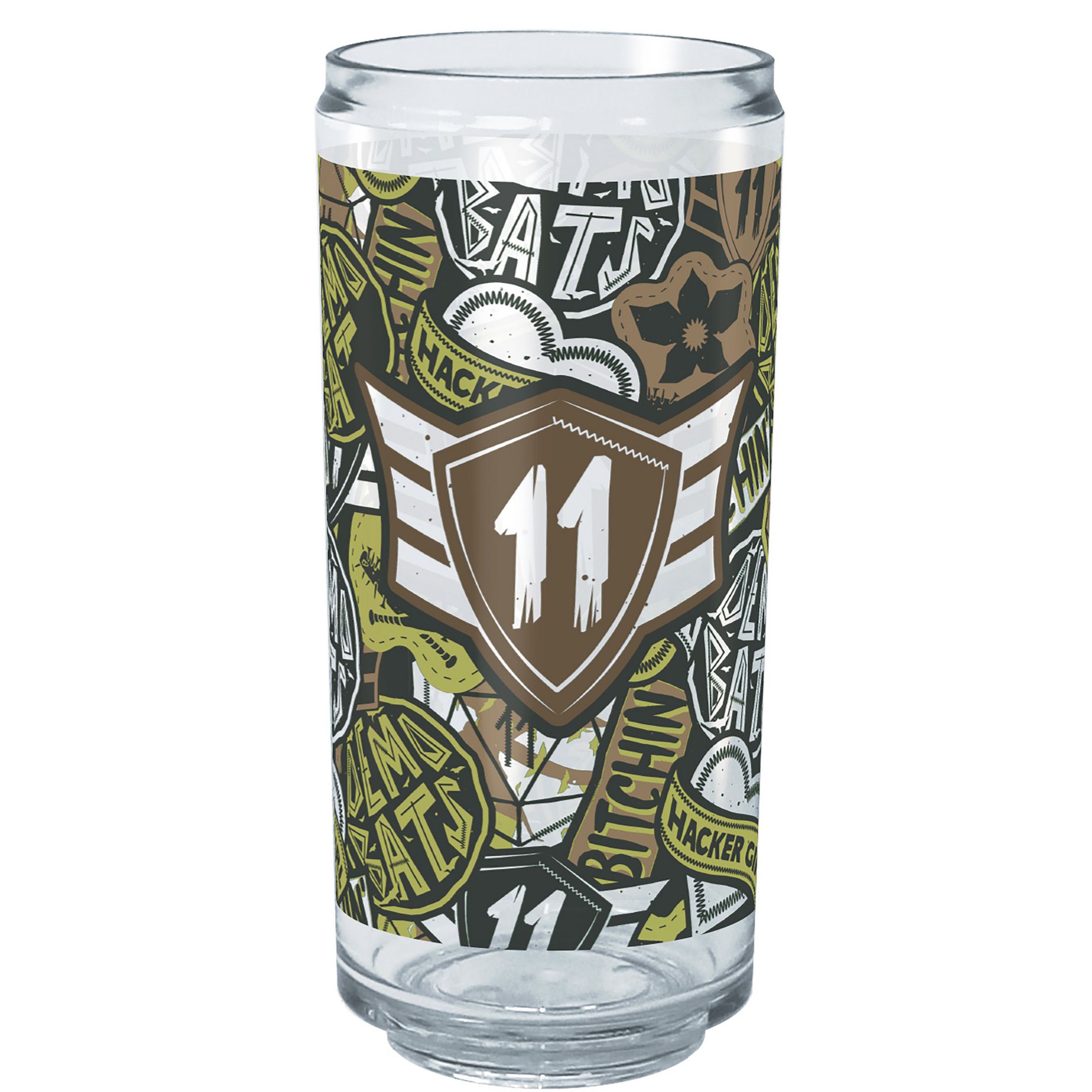 Stranger Things Eleven Camo Badge  Tritan Can Shaped Drinking Cup - Clear - 16 oz.