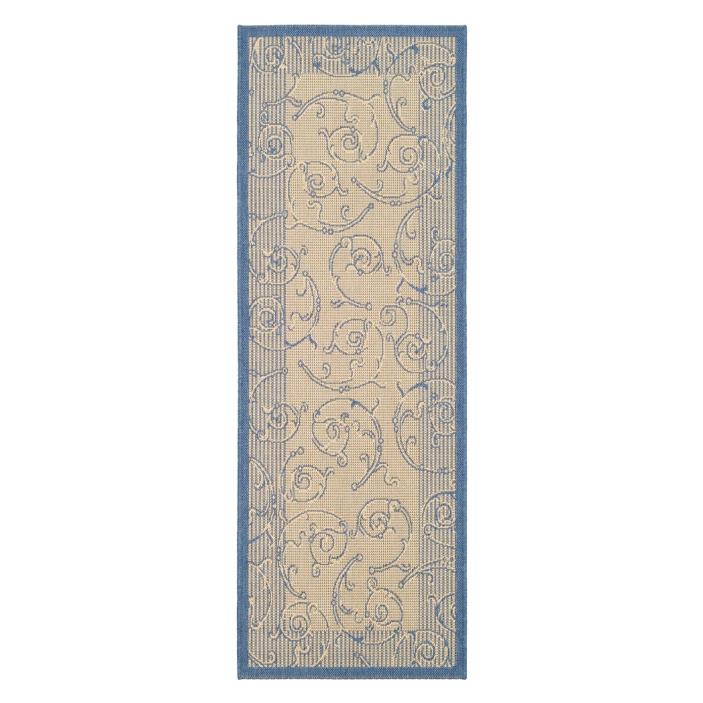 2'3inX6'7in Rectangle Pembrokeshire Outdoor Rug Natural/Blue - Safavieh