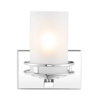  LED Light Metal/Frosted Glass Contemporary Glam Pendent Chrome - JONATHAN Y
