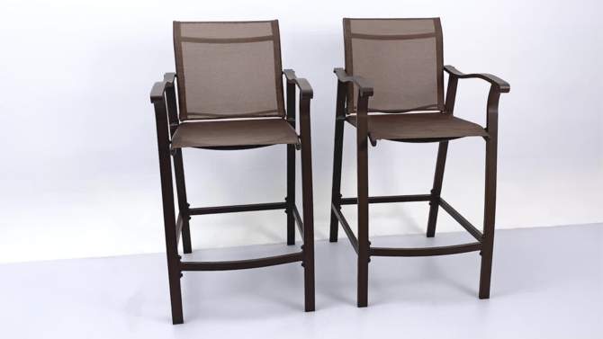 2pc Outdoor Counter Height Aluminum Bar Stools - Brown - Crestlive Products, 2 of 10, play video